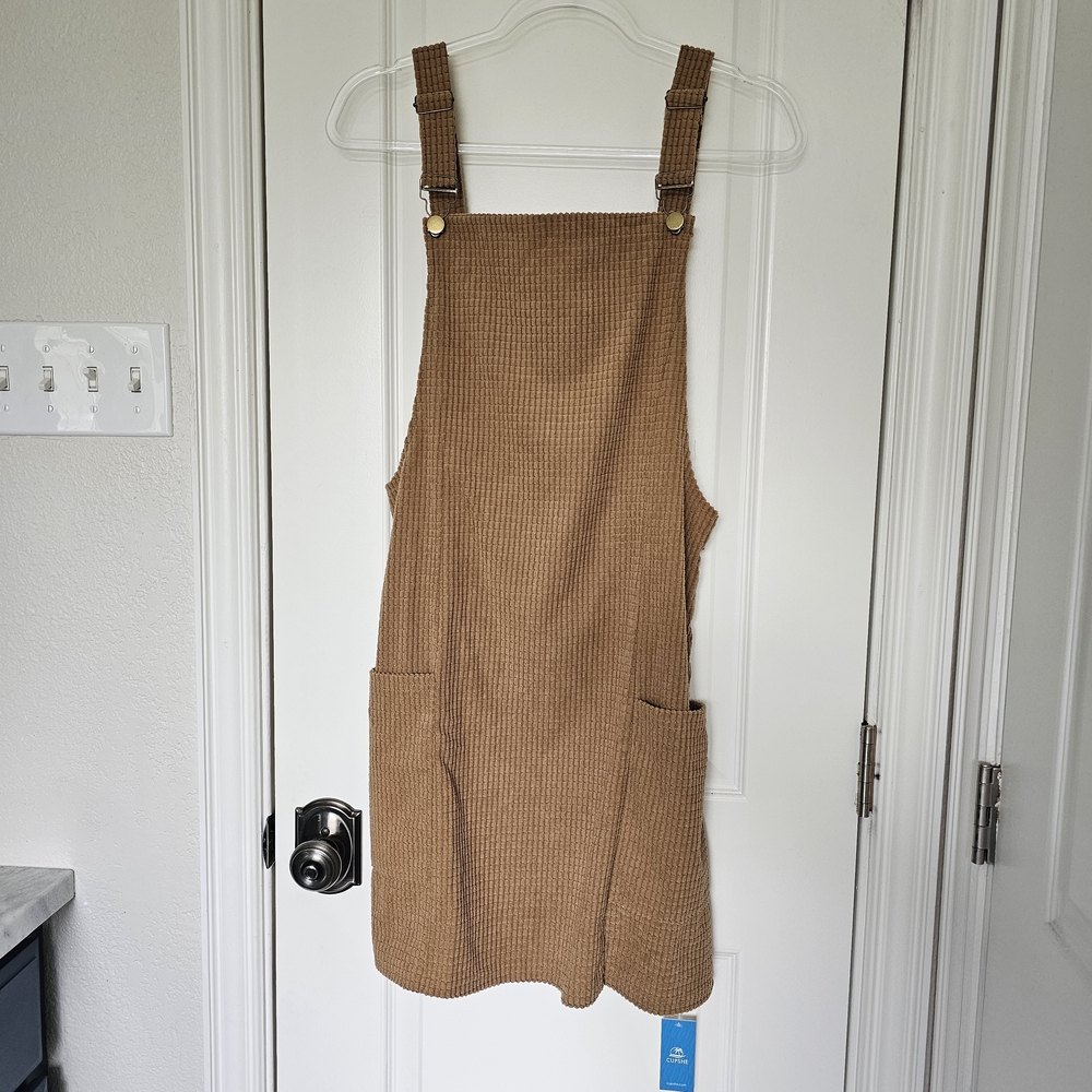 Cupshe Camel Tan Corduroy Pinafore Mini Dress